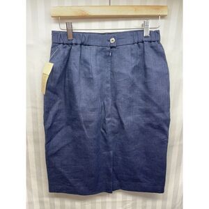 Benard‎ Holtzman Womans Petite Skirt 100% Linen Size 4 NEW BLUE
